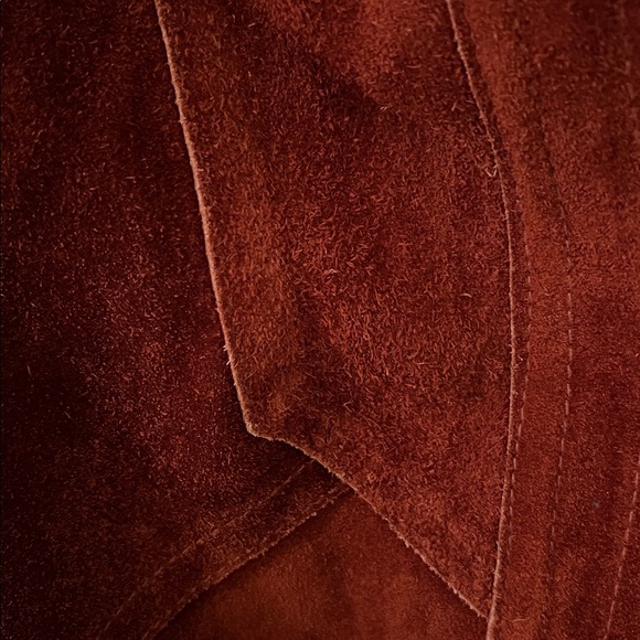 Vintage Burnt Orange Suede Leather Hooded Belted Coat, Fits XXS, Made in Uruguay - Picture 3 of 12